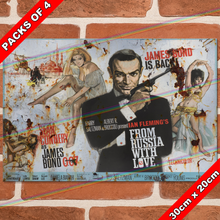 Load image into Gallery viewer, JAMES BOND 007 (FROM RUSSIA WITH LOVE - 1963) 30cm x 20cm MOVIE METAL SIGNS