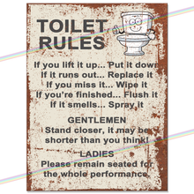 Load image into Gallery viewer, TOILET RULES METAL SIGNS