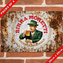 Load image into Gallery viewer, BIRRA MORETTI (LOGO) 30cm x 20cm METAL SIGNS