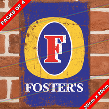 Load image into Gallery viewer, FOSTERS (LOGO) 30cm x 20cm METAL SIGNS