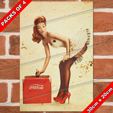 Load image into Gallery viewer, COCA COLA PINUP GIRL 30cm x 20cm METAL SIGNS