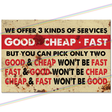 Load image into Gallery viewer, GOOD CHEAP FAST 30cm x 20cm METAL SIGNS