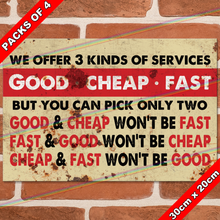 Load image into Gallery viewer, GOOD CHEAP FAST 30cm x 20cm METAL SIGNS