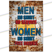 Load image into Gallery viewer, MEN NO SHIRT 30cm x 20cm METAL SIGNS