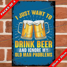Load image into Gallery viewer, OLD MAN PROBLEMS 30cm x 20cm METAL SIGNS