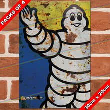 Load image into Gallery viewer, MICHELIN MAN WAVING 30cm x 20cm METAL SIGNS