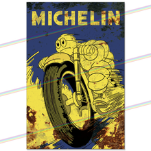 Load image into Gallery viewer, MICHELIN MAN ON MOTORBIKE 30cm x 20cm METAL SIGNS
