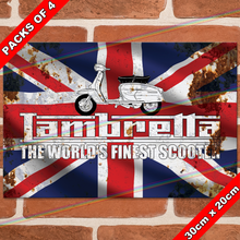 Load image into Gallery viewer, LAMBRETTA (GB FLAG) 30cm x 20cm METAL SIGNS