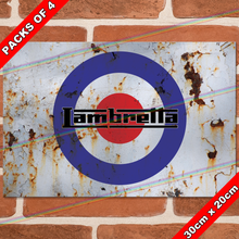 Load image into Gallery viewer, LAMBRETTA (LOGO) 30cm x 20cm METAL SIGNS