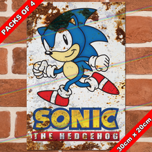 Load image into Gallery viewer, SONIC THE HEDGEHOG 30cm x 20cm METAL SIGNS