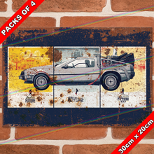 Load image into Gallery viewer, BACK TO THE FUTURE (DELOREAN - 3 PARTS) 30cm x 20cm MOVIE METAL SIGNS