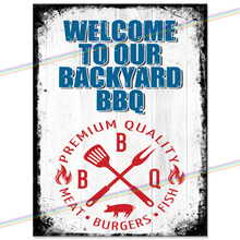 Load image into Gallery viewer, BACKYARD BBQ METAL SIGNS