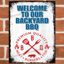 Load image into Gallery viewer, BACKYARD BBQ METAL SIGNS