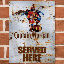 Load image into Gallery viewer, SERVED HERE: CAPTAIN MORGAN METAL SIGNS