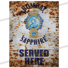 Load image into Gallery viewer, SERVED HERE: BOMBAY SAPPHIRE METAL SIGNS