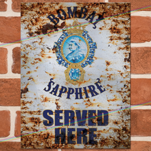 Load image into Gallery viewer, SERVED HERE: BOMBAY SAPPHIRE METAL SIGNS