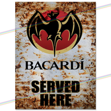 Load image into Gallery viewer, SERVED HERE: BACARDI METAL SIGNS