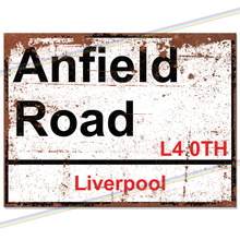 Load image into Gallery viewer, ANFIELD ROAD LIVERPOOL FOOTBALL METAL SIGNS