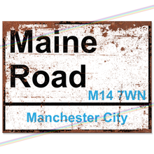 Load image into Gallery viewer, MAINE ROAD MANCHESTER FOOTBALL METAL SIGNS