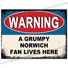 Load image into Gallery viewer, NORWICH GRUMPY FAN FOOTBALL METAL SIGNS