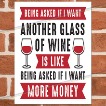 Load image into Gallery viewer, ANOTHER GLASS OF WINE METAL SIGNS