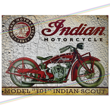 Load image into Gallery viewer, INDIAN MOTORCYCLE (MODEL "101" INDIAN SCOUT) METAL SIGNS