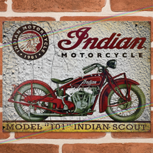 Load image into Gallery viewer, INDIAN MOTORCYCLE (MODEL "101" INDIAN SCOUT) METAL SIGNS