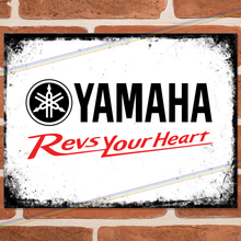 Load image into Gallery viewer, YAMAHA (REVS YOUR HEART) METAL SIGNS