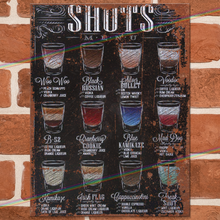 Load image into Gallery viewer, SHOTS MENU METAL SIGNS