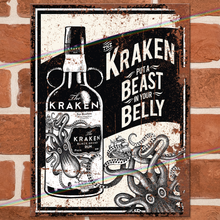 Load image into Gallery viewer, KRAKEN RUM (BEAST IN YOUR BELLY) METAL SIGNS