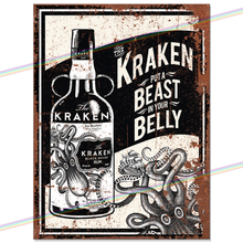 Load image into Gallery viewer, KRAKEN RUM (BEAST IN YOUR BELLY) METAL SIGNS
