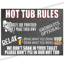 Load image into Gallery viewer, HOT TUB RULES METAL SIGNS