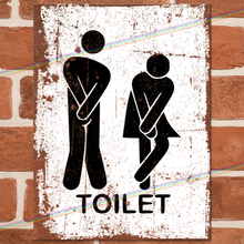 Load image into Gallery viewer, TOILET (CROSSED LEGS) METAL SIGNS