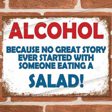 Load image into Gallery viewer, ALCOHOL GREAT STORY SALAD METAL SIGNS