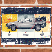 Load image into Gallery viewer, BACK TO THE FUTURE (DELOREAN - 3 PARTS) MOVIE METAL SIGNS