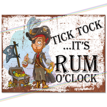 Load image into Gallery viewer, RUM O' CLOCK METAL SIGNS