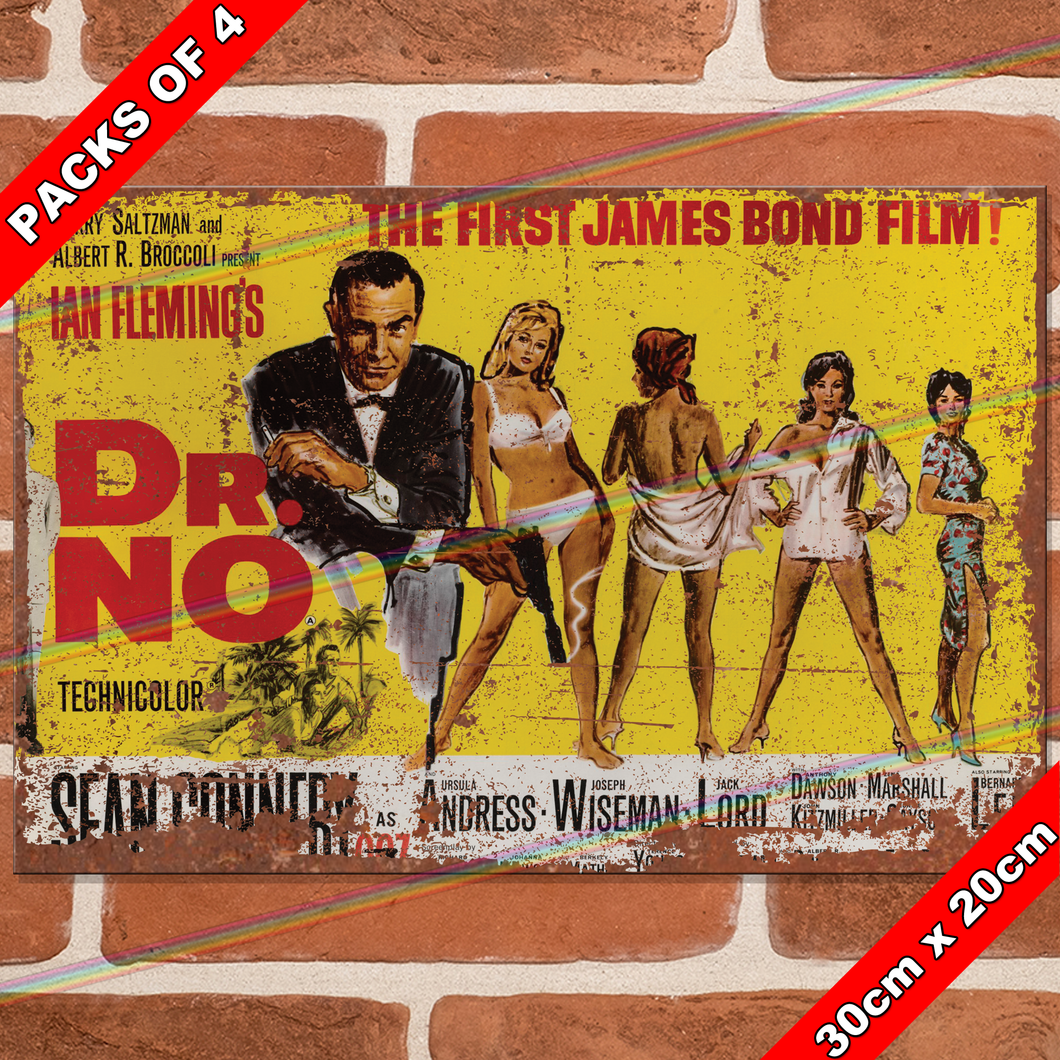 JAMES BOND 007 (DR. NO - 1962) 30cm x 20cm MOVIE METAL SIGNS