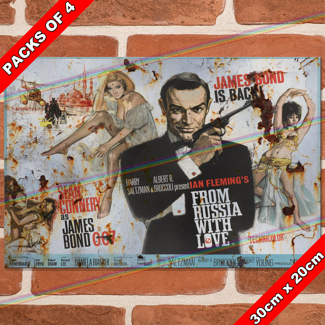 JAMES BOND 007 (FROM RUSSIA WITH LOVE - 1963) 30cm x 20cm MOVIE METAL SIGNS