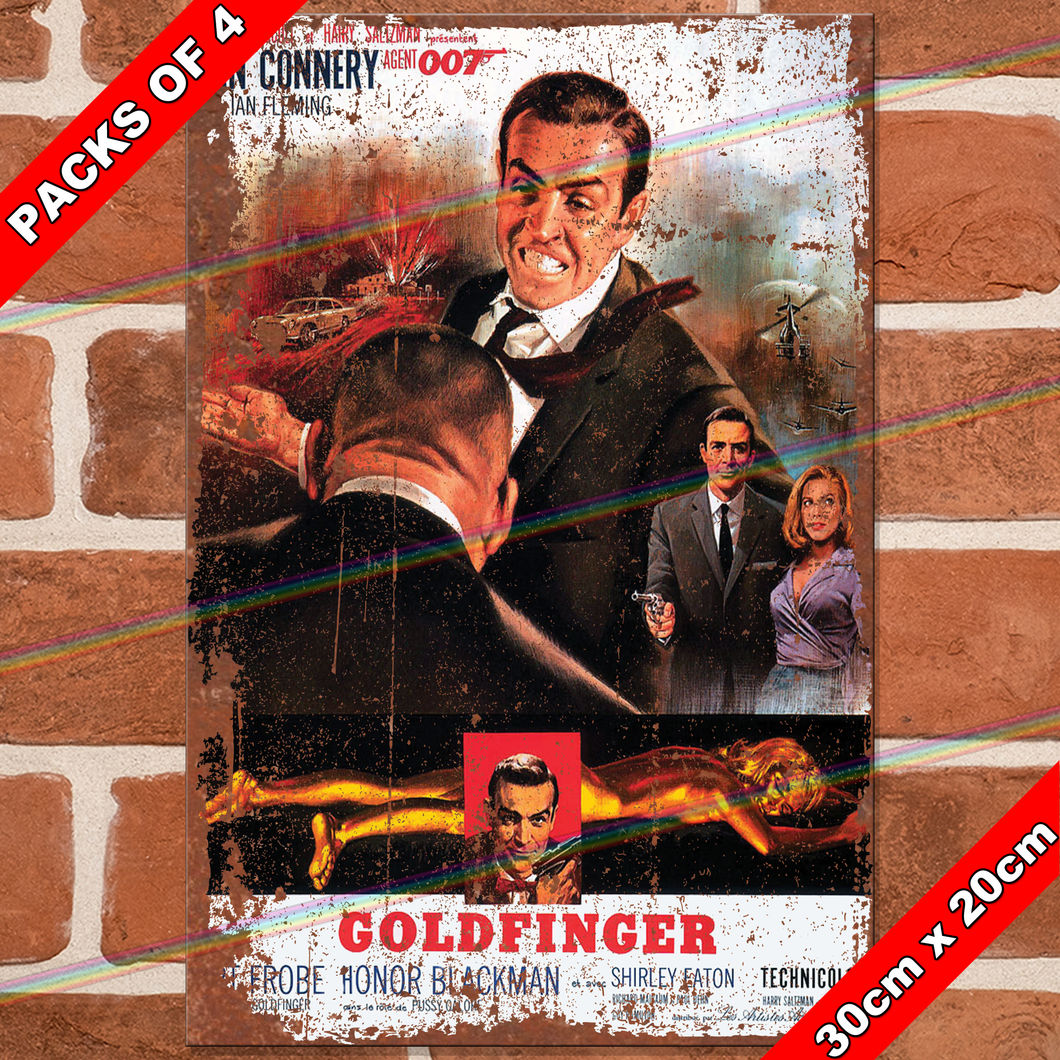 JAMES BOND 007 (GOLDFINGER - 1964) 30cm x 20cm MOVIE METAL SIGNS