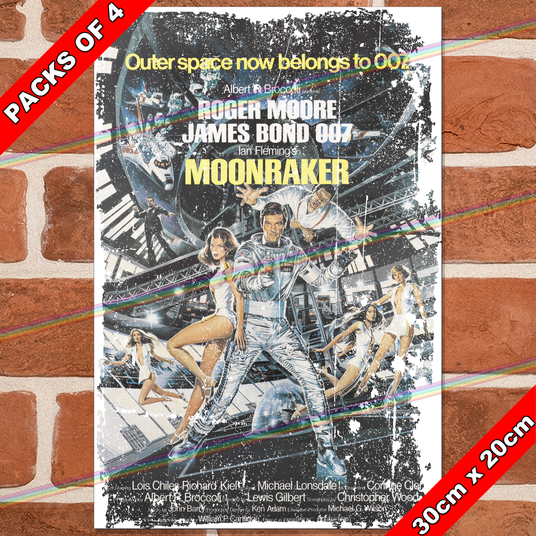 JAMES BOND 007 (MOONRAKER - 1979) 30cm x 20cm MOVIE METAL SIGNS
