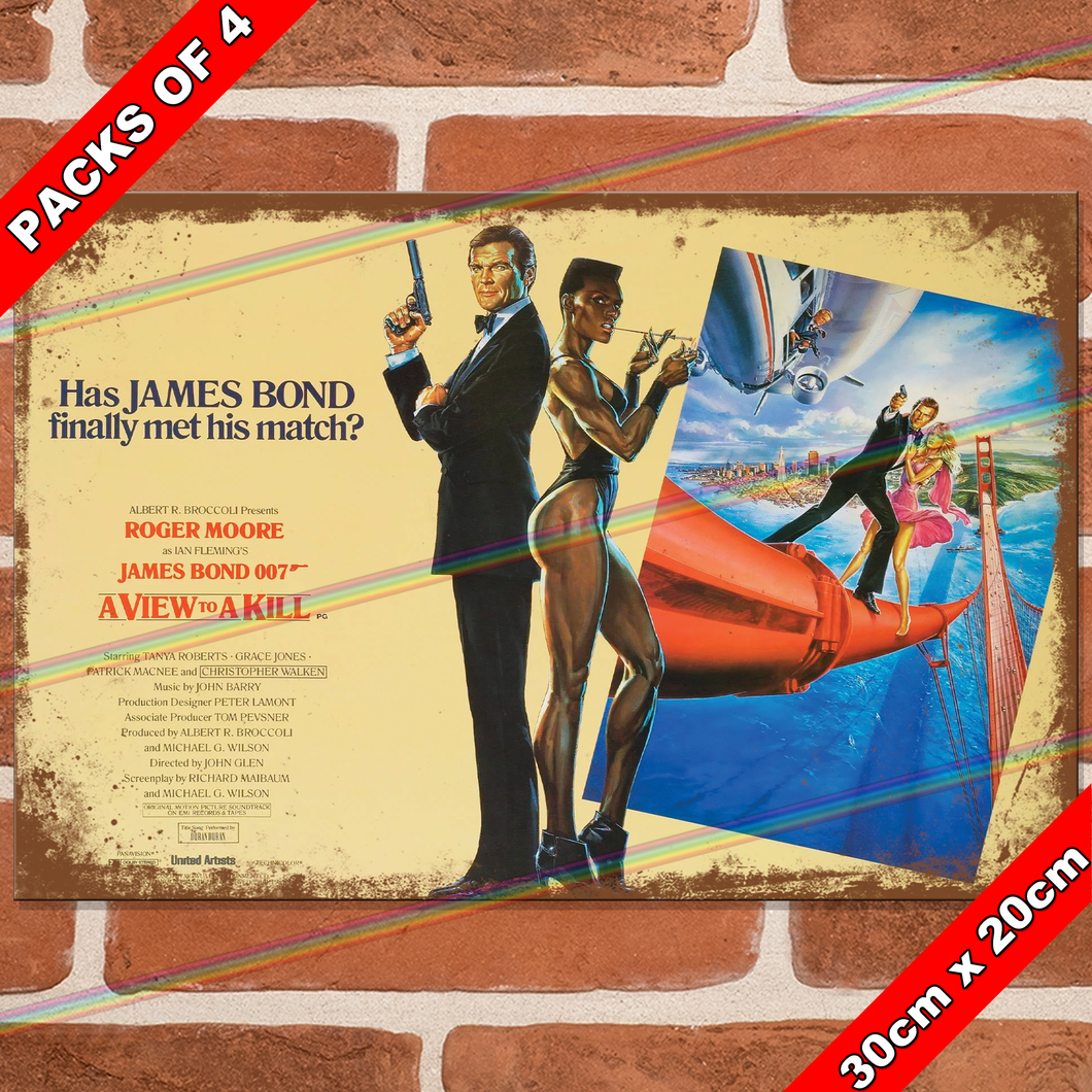 JAMES BOND 007 (A VIEW TO A KILL - 1985) 30cm x 20cm MOVIE METAL SIGNS