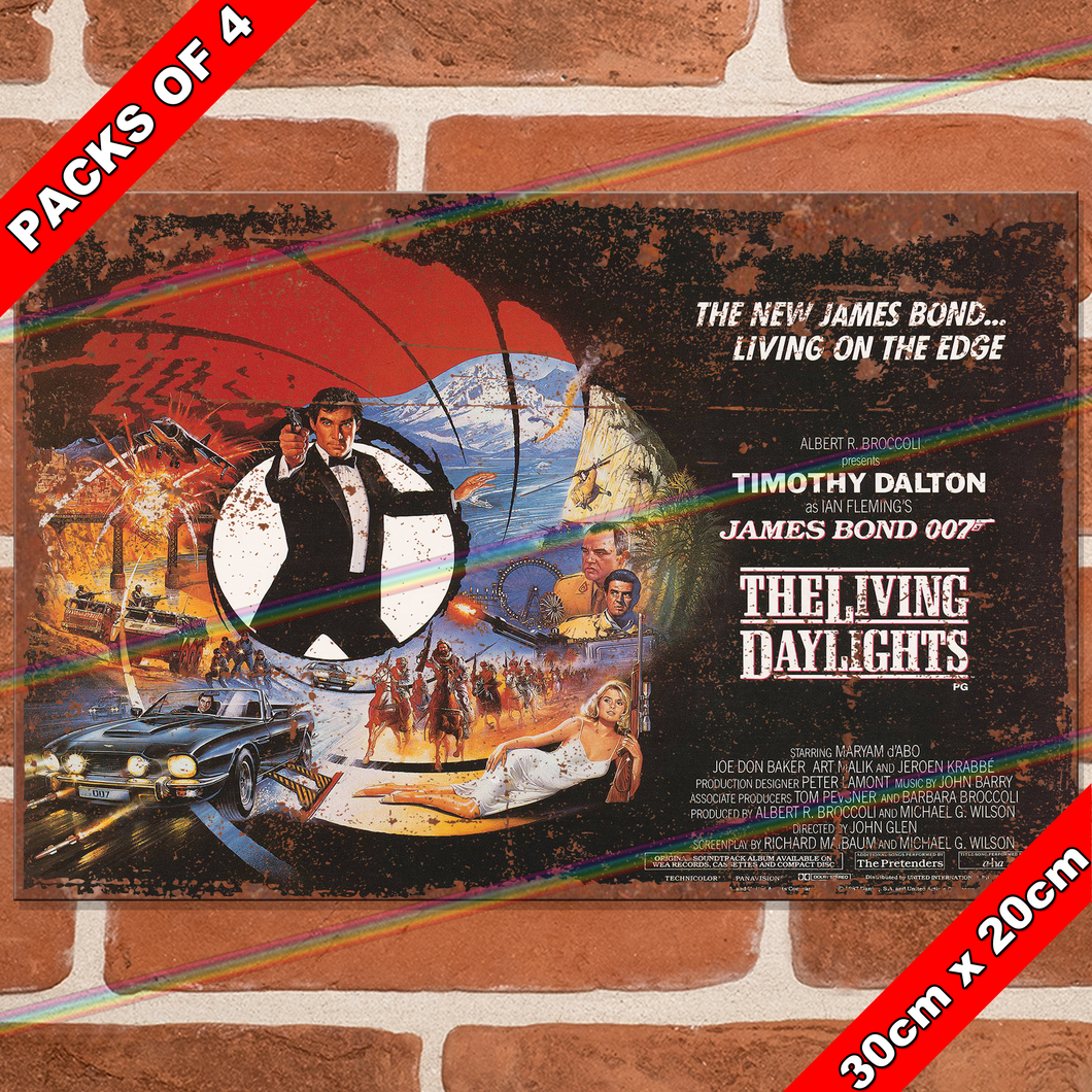 JAMES BOND 007 (THE LIVING DAYLIGHTS - 1987) 30cm x 20cm MOVIE METAL SIGNS