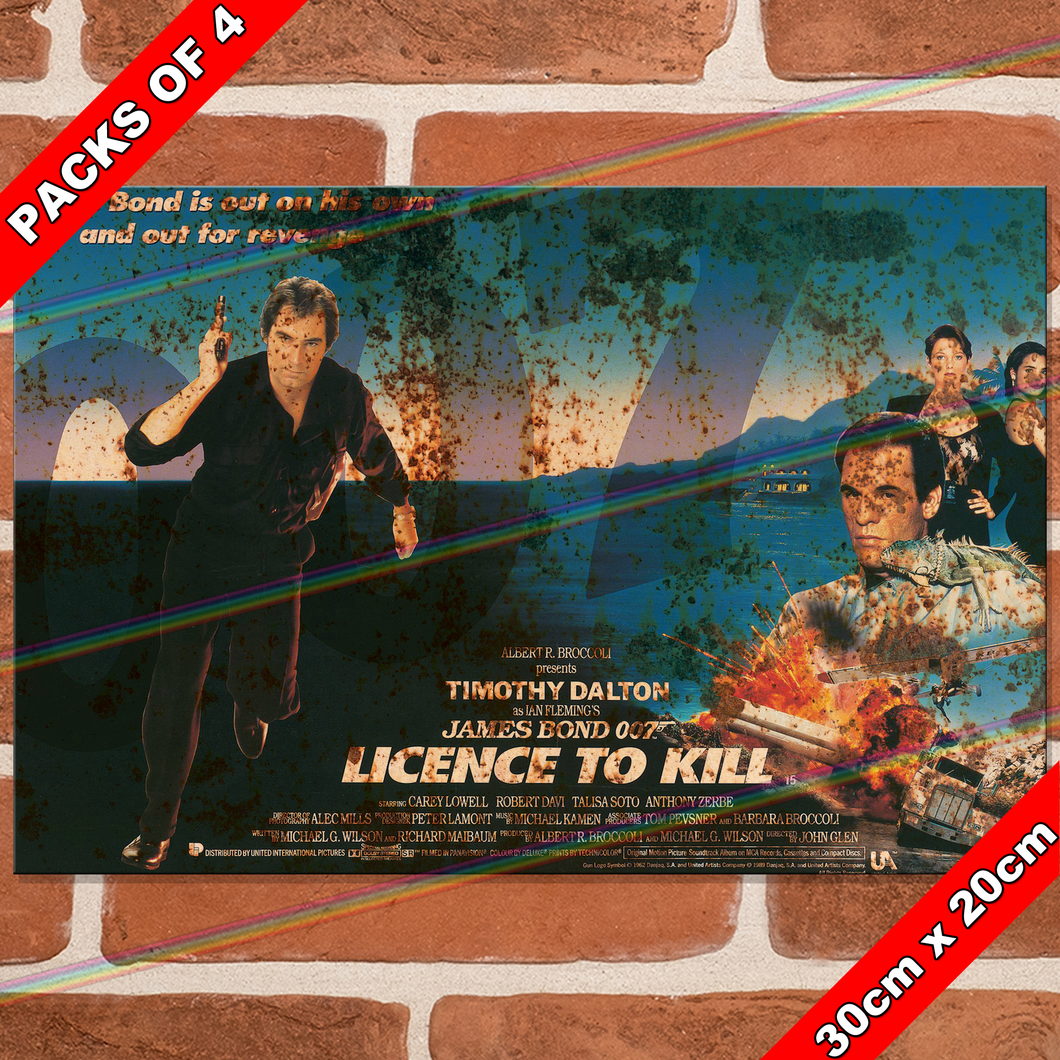 JAMES BOND 007 (LICENCE TO KILL - 1989) 30cm x 20cm MOVIE METAL SIGNS