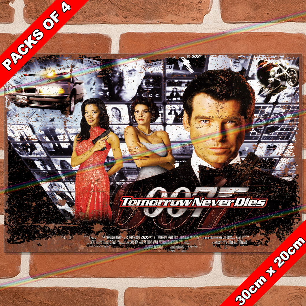 JAMES BOND 007 (TOMORROW NEVER DIES - 1997) 30cm x 20cm MOVIE METAL SIGNS