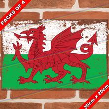 Load image into Gallery viewer, WALES FLAG 30cm x 20cm METAL SIGNS
