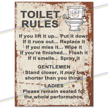 Load image into Gallery viewer, TOILET RULES METAL SIGNS
