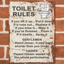 Load image into Gallery viewer, TOILET RULES METAL SIGNS
