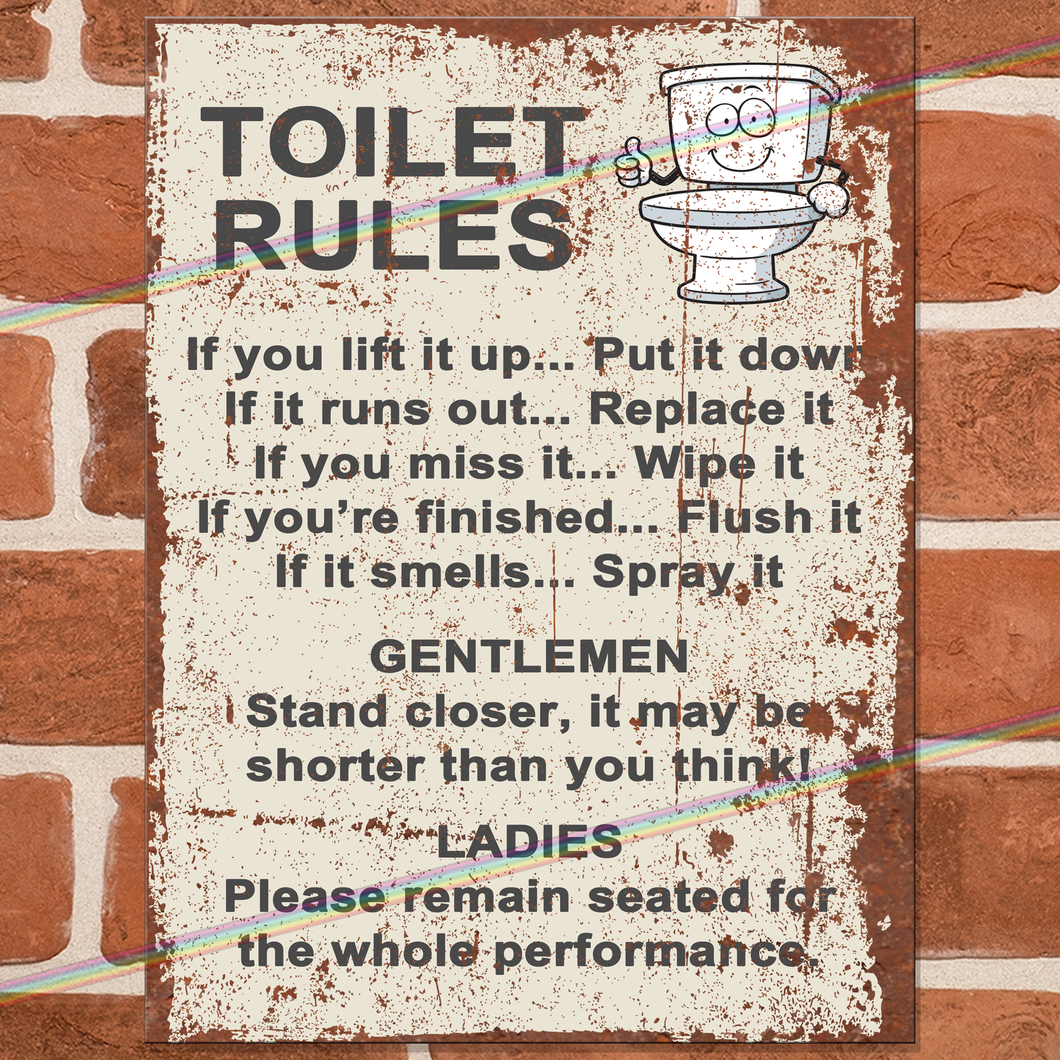 TOILET RULES METAL SIGNS