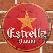 Load image into Gallery viewer, ESTRELLA DAMM CIRCLE WOOD SIGNS
