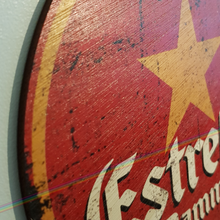Load image into Gallery viewer, ESTRELLA DAMM CIRCLE WOOD SIGNS
